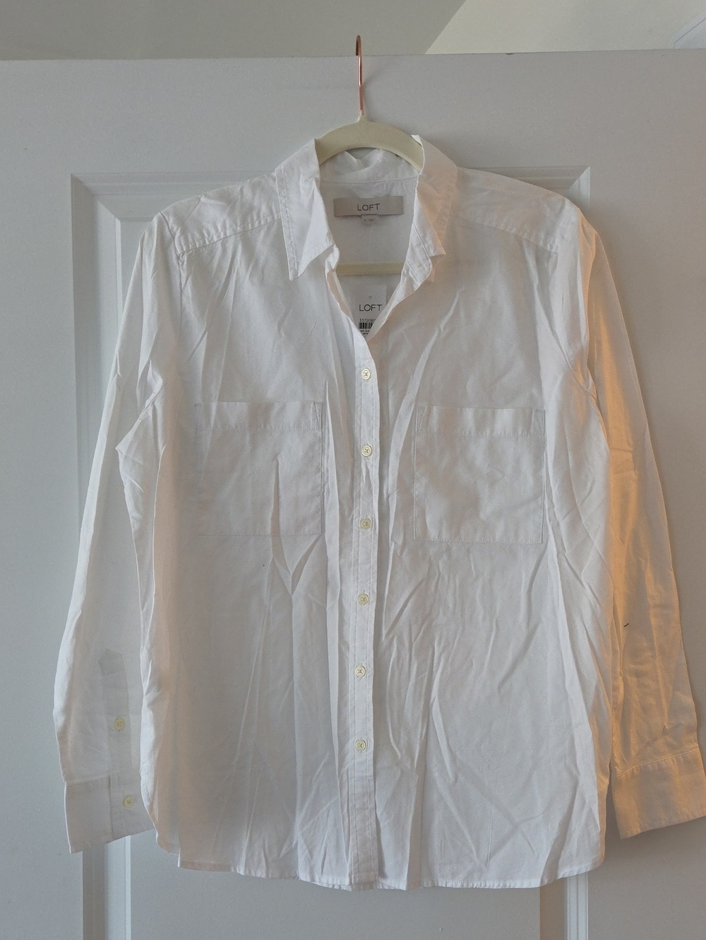 LOFT White Button-Down Casual Shirt